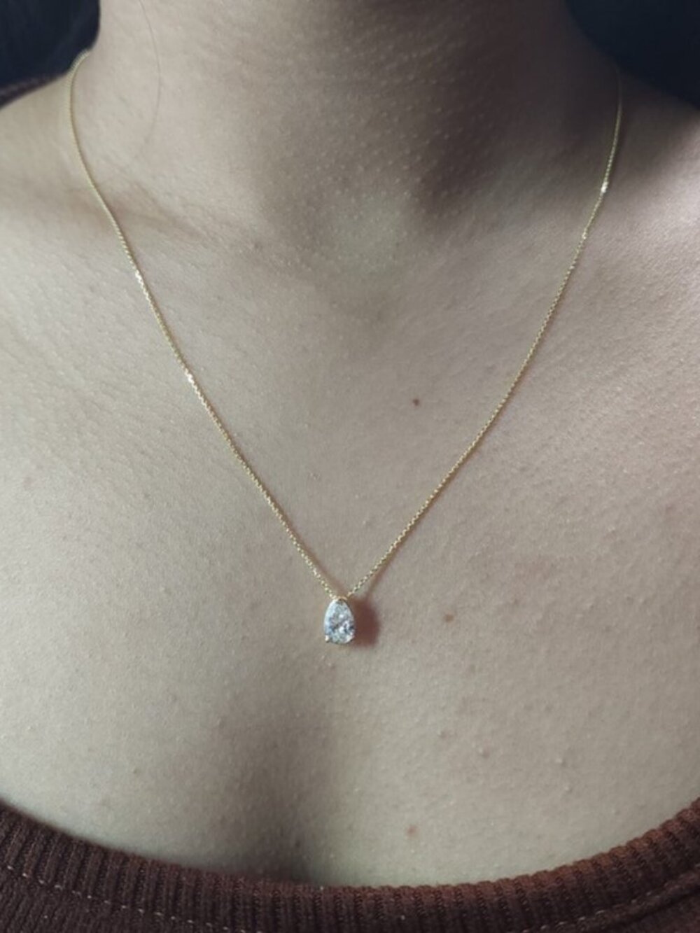 14Kt Gold 1.50 Ct IGI Certified Pear Shape Lab Grown Diamond Solitaire Pendant